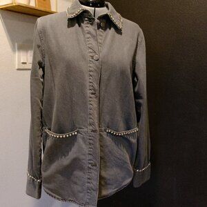 Zara grey denim shacket with rhinestone trim - S